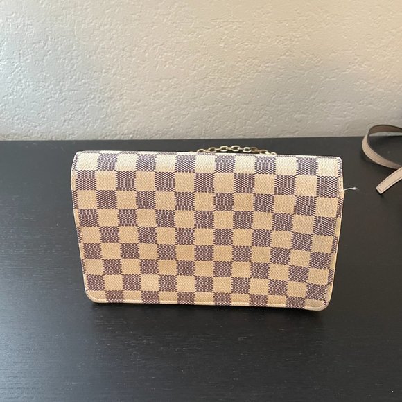 Check Cross Body Bag Cream Purse - Picture 10 of 15